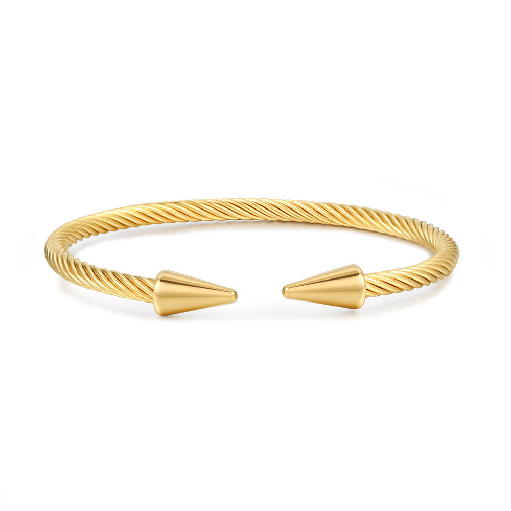 Retro personalized stainless steel wrapped geometric bracelet